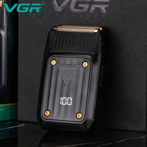 Електробритва VGR V-363 подвійне лезо, LED дисплей, акумуляторна, USB зарядка, чорний, портативна Одеса