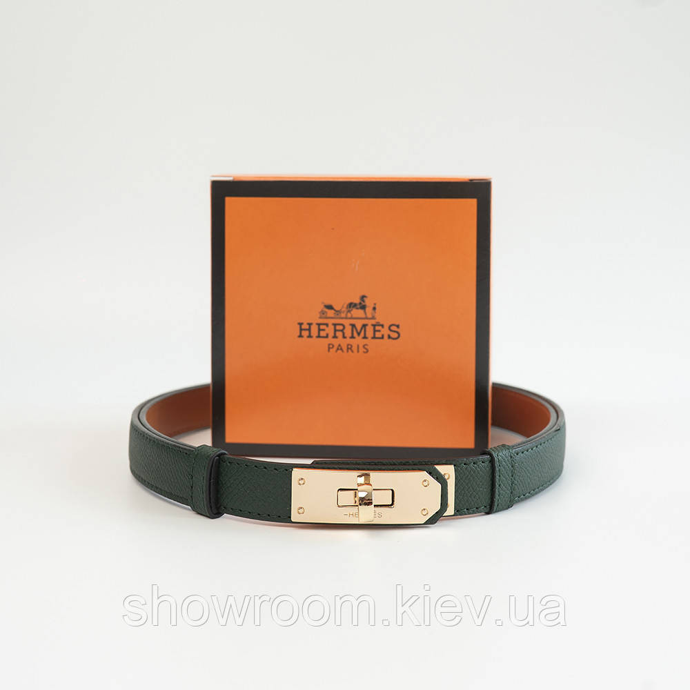 Жіночий брендовий ремінь Hermes, натуральна шкіра, зелений (280-1) Київ - фото 8