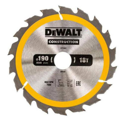 Диск пильный DeWALT СONSTRUCTION , 190 х 30 мм, 18 z, АТВ, 20 градусов (DT1943) Винница - изображение 1