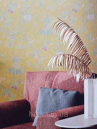 Шпалери метрові вінілові на флізеліні A.S.Creation Flowers Symphony1.06x10 рослини фрукти екзотичні бірюзові яскраво жовті Київ
