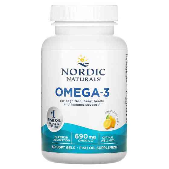 Очищенный рыбий жир (лимон), Omega-3, Nordic Naturals, 690 мг, 60 капсул Луцьк