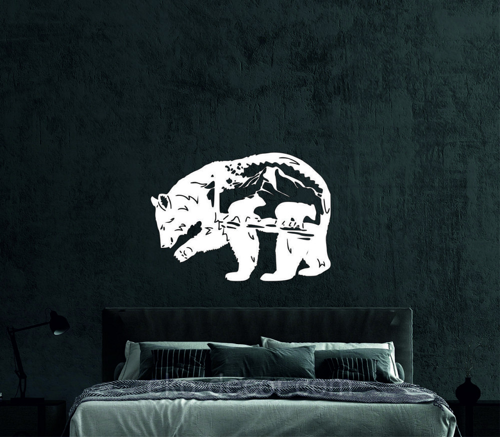 Декоративне настінне Панно «Ведмідь», Декор на стіну 110*78 см, Білий Київ - фото 3