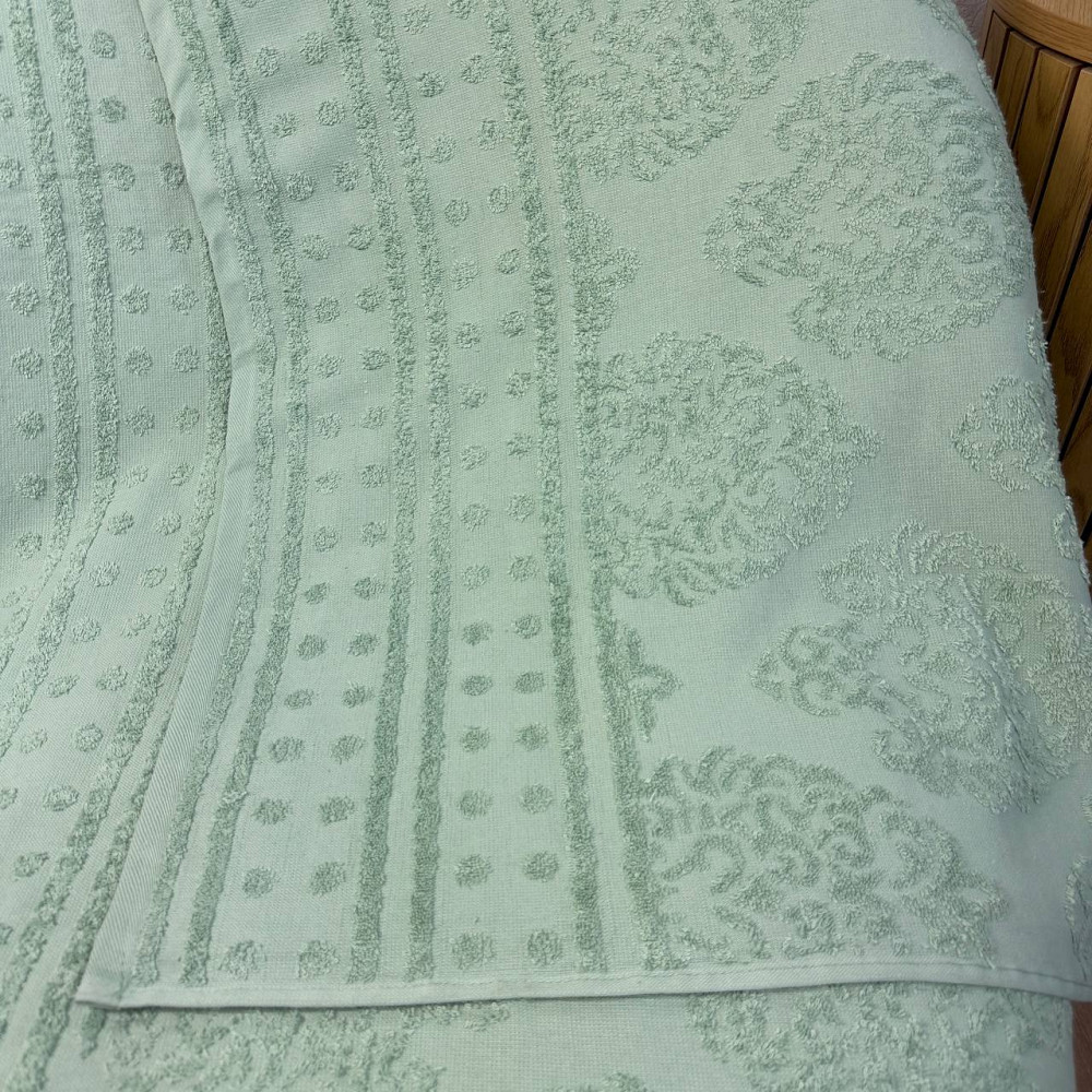 Простирадло-покривало жаккардове махрове 100% Бавовна GM TEXTILE 190x200см 400г/м2 (М'ятний) Суми - фото 4