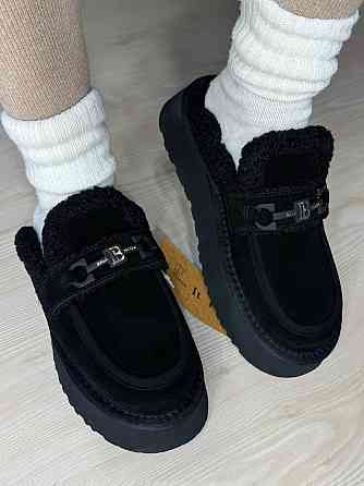 Угги женские Itts 080-1 лоферы тапочки на платформе с мехом черные, 37, 23,5 см Киев