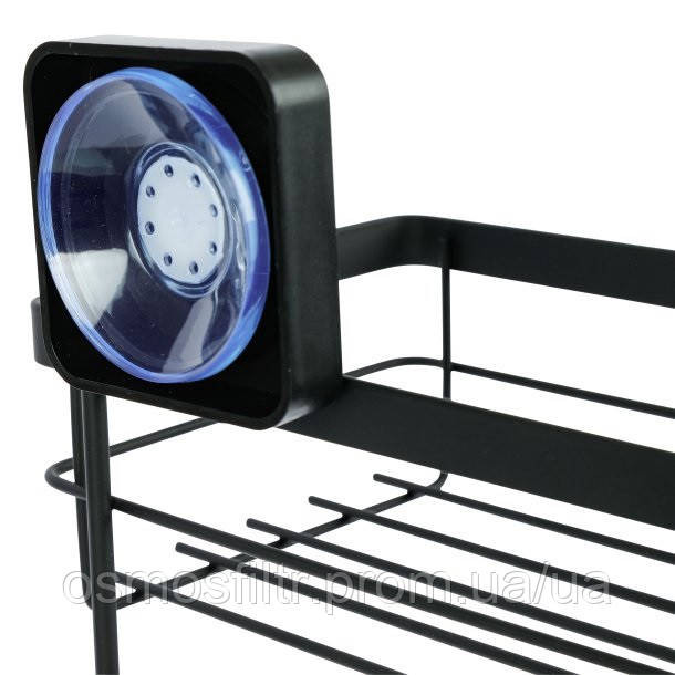 Полка для ванной Axentia чёрная 34x39.5x11 см с присосками металл с порошковым покрытием (135968) Киев - изображение 4