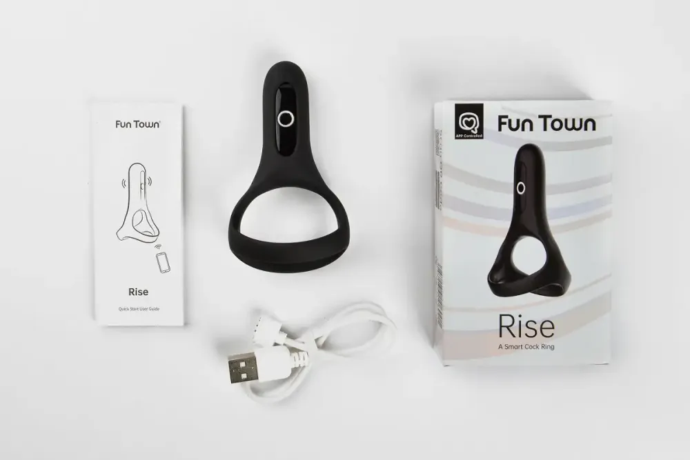 Подвійне ерекційне кільце Fun Town Rise Black, керування зі смартфона Львів - фото 4