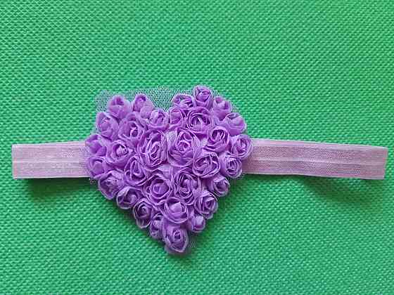 Детская повязка сиреневая - сердечко 7см, размер универсальный (на резинке) Киев