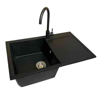 Мойка кухонная Adamant Horizon антрацит + змішувач + дозатор + ополіскувач склянок + кола (4824296106315) Винница