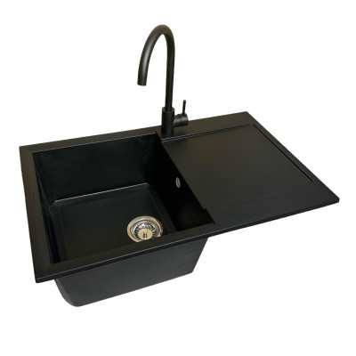 Мойка кухонная Adamant Horizon антрацит + змішувач + дозатор + ополіскувач склянок + кола (4824296106315) Винница - изображение 2