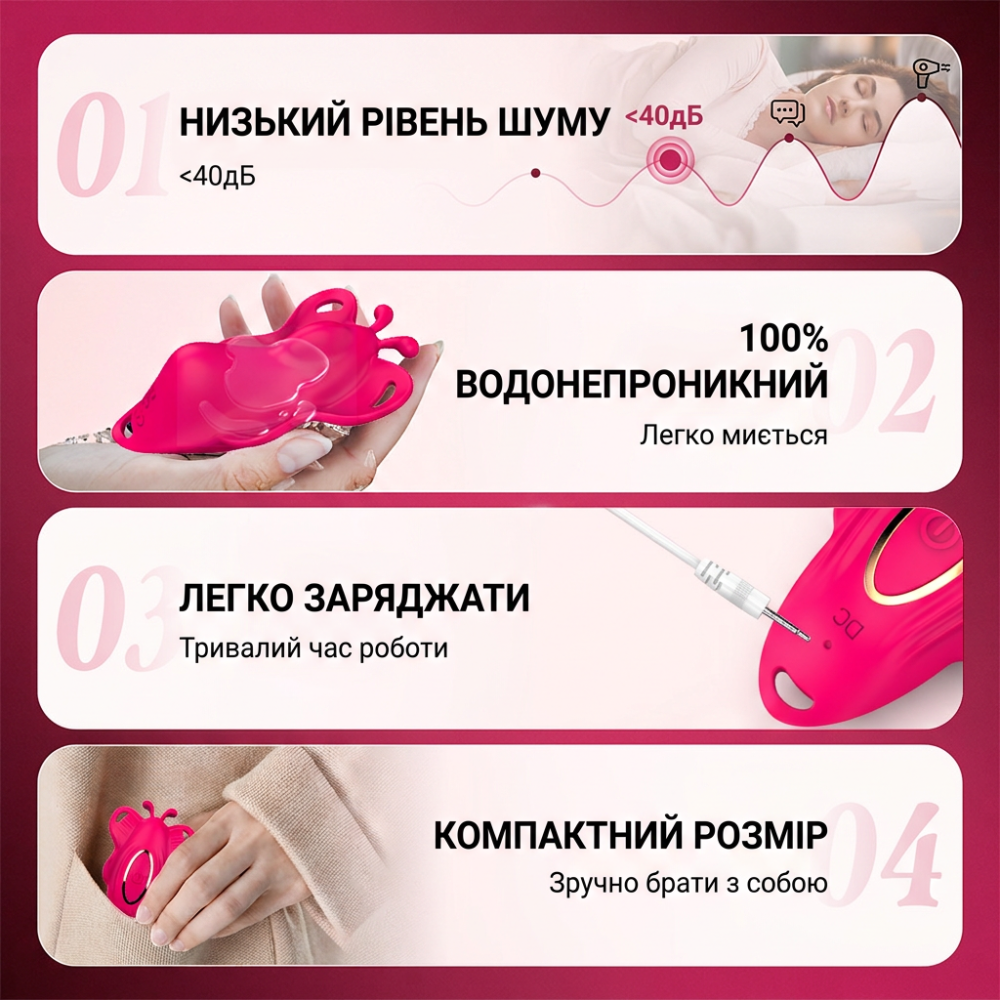 Силіконовий Smart вібратор-трусики LoveSpouse Panties безшумний з ремінцями 9 режимів Рожевий Вінниця - фото 8