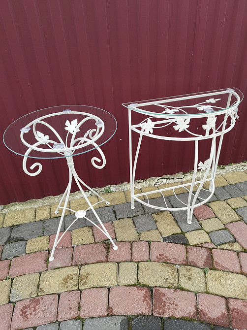 Столик журнальний кований круглий великий M-054 Б3895 Бежевий Київ - фото 6