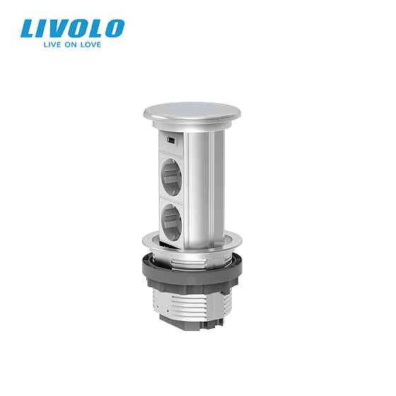 LIVOLO Висувна розетка з двох розеток та USB Livolo срібний (VL- -FCTC-S) Коломия
