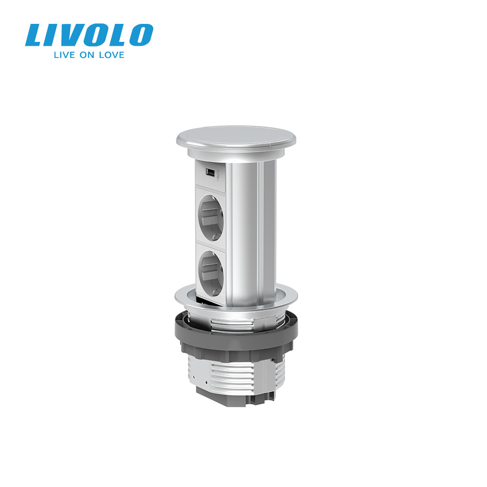LIVOLO Висувна розетка з двох розеток та USB Livolo срібний (VL- -FCTC-S) Коломия - фото 6
