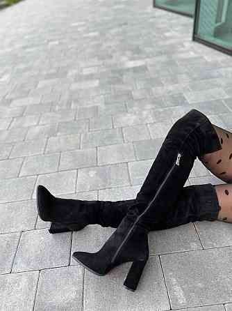 Nivelle Ботфорти зимові жіночі замшеві чорні на підборах, наповнювач євро-вовна 5493 р. 37-40 / Коломия