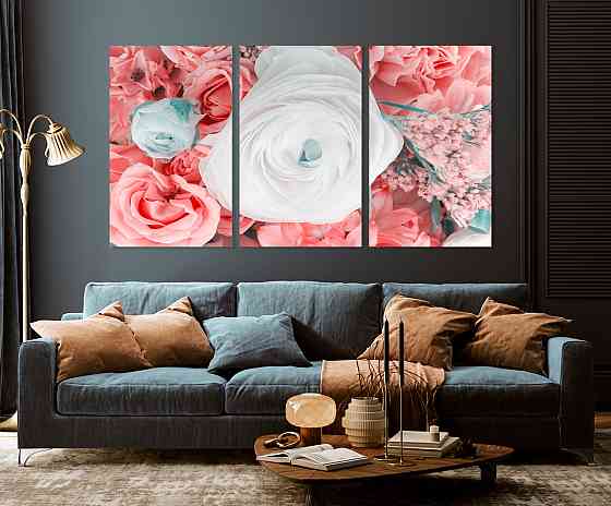 Модульная картина в гостиную / спальню  Рожеві квіти    ART-250_3A 100х150 см Киев