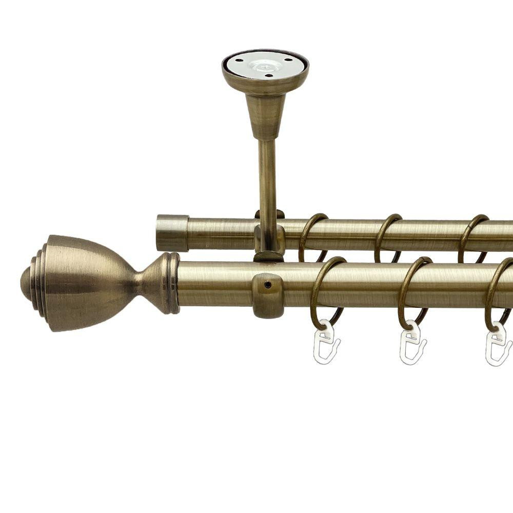 Карниз Orvit Палаціо металевий дворядний відкритий до стелі гладка труба кільце металеве Антик 25\19 мм 240 см (00-00018654) Львів - фото 1