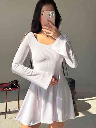 Жіноча стильна романтична сукня вільного крою з трикотажу в рубчик Білий, 42/44 Одеса