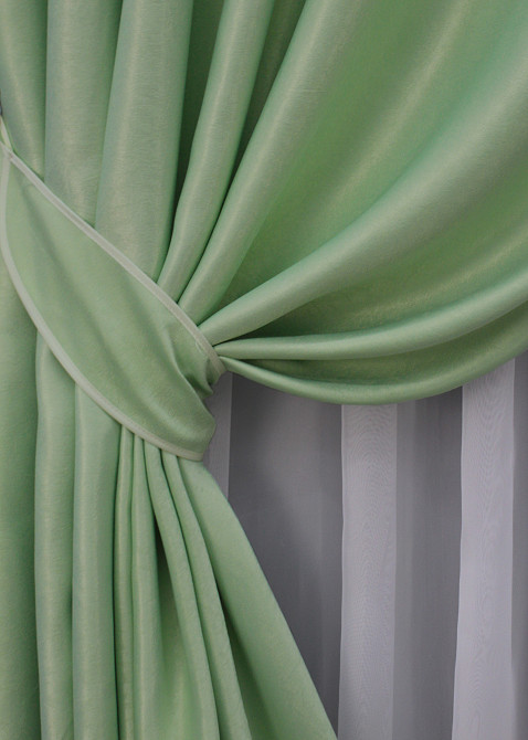 Комплект готовых штор VR-Textil Лен-софт № 1421ш Светло-салатовый 150х275 см 2 шт (33-0288) Киев - изображение 5