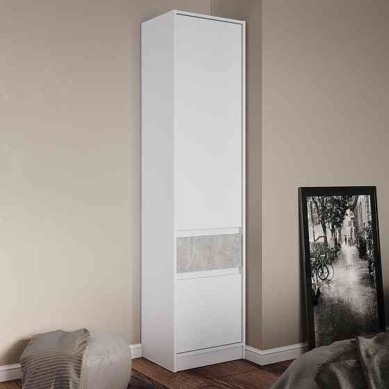 Шкаф-пенал закрыт с полками и ящиком Эверест Стайл-500 50х39х203 см Нимфея Альба (белый)/Бетон (DTM-071150) Днепр