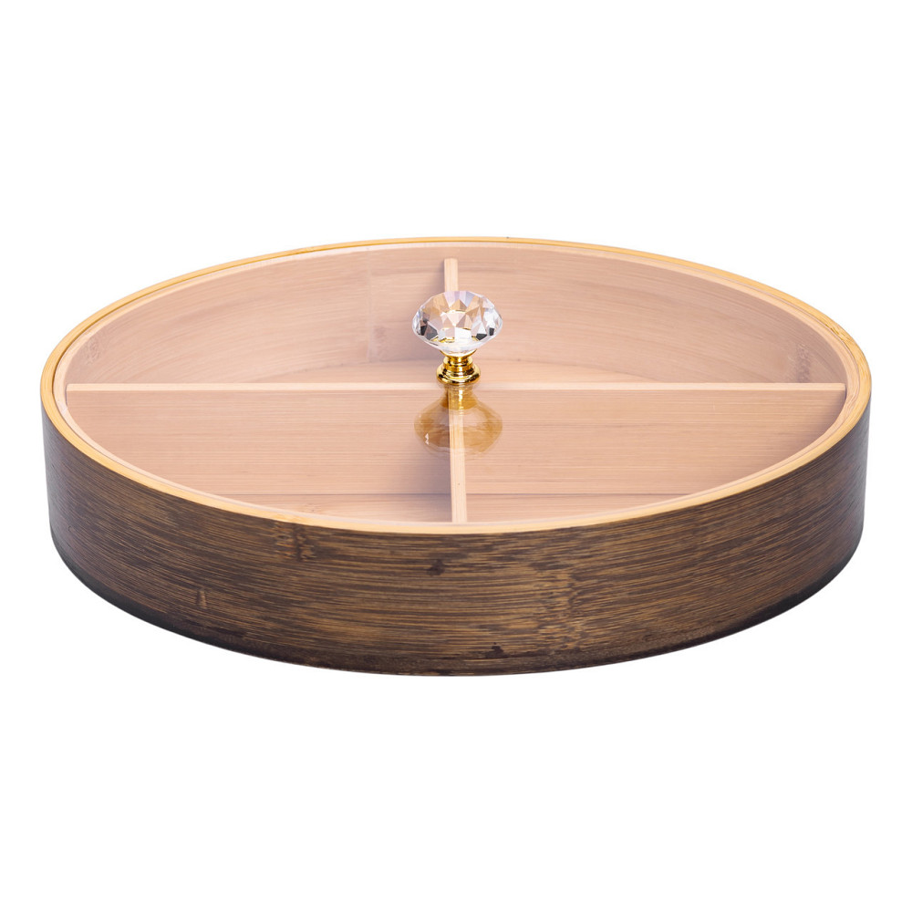 Менажниця дерев'яна на 4 секції зі скляною кришкою для закусок овальна HB-40-8 Київ - фото 4