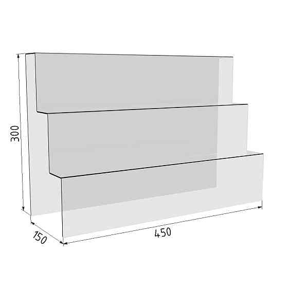 Горка EKOSTAR под товар на 3 ступеньки из акрила 450х150х300 Киев