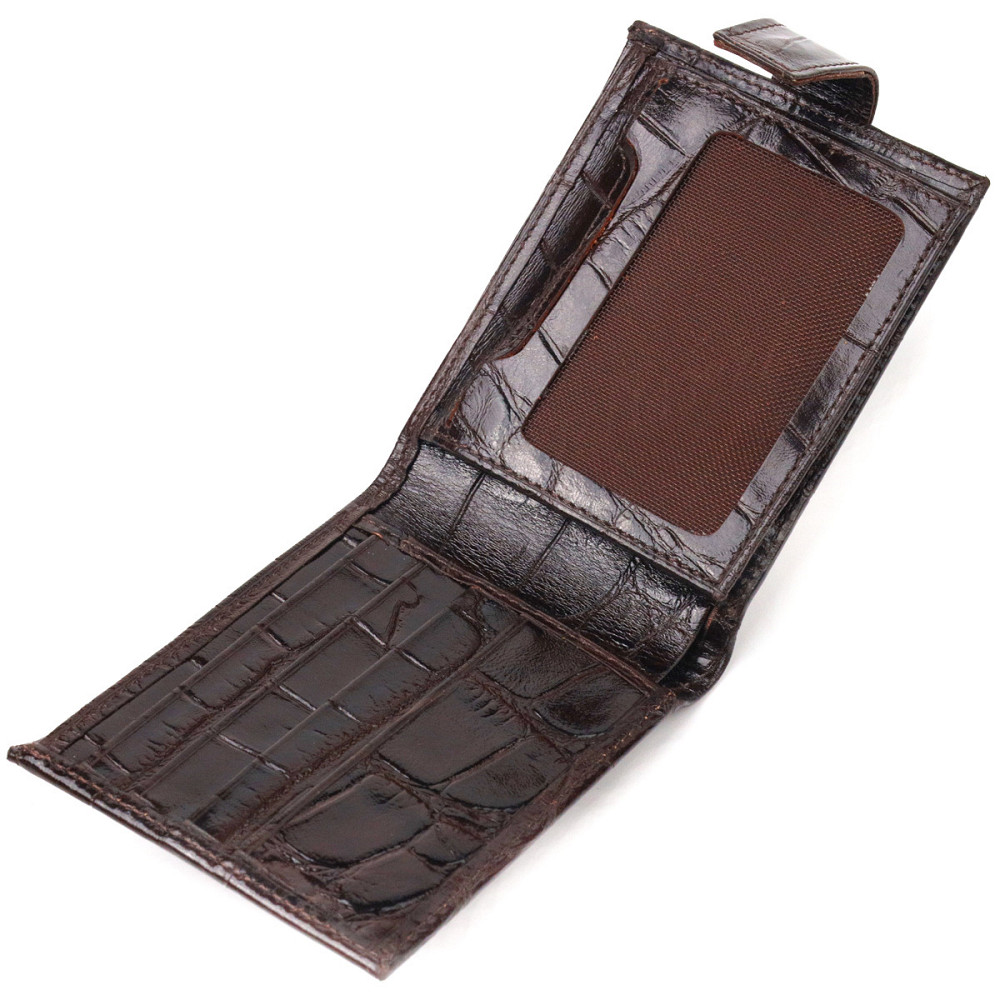 Надійний чоловічий гаманець із натуральної фактурної шкіри Коричневий (CANPELLINI) Київ - фото 10