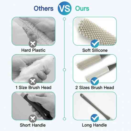 Щетка для душа с длинной ручкой масажная двухсторонняя 38см Винница