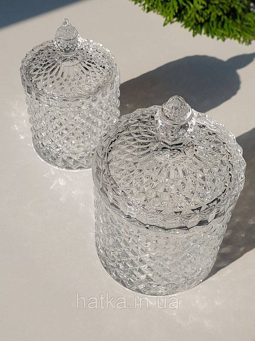 Цукерниця ємність для зберігання скляна "Діамант 730" 600 мл 10,5х16 см товсте прозоре скло Київ - фото 3