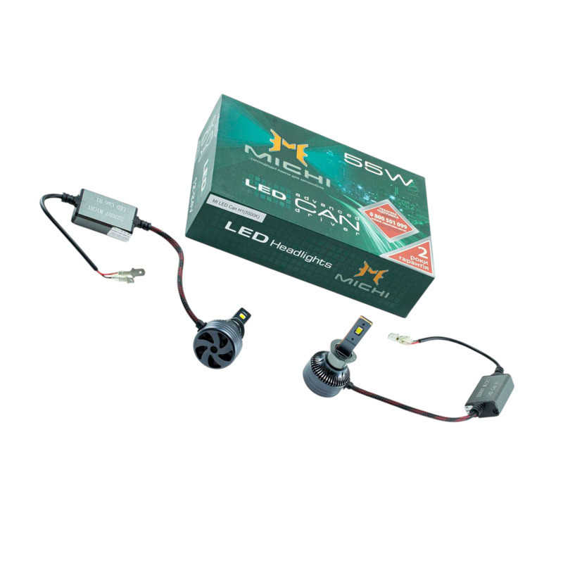 Автолампа H1 12V-24V MICHI 55W Can 5500K 5300L с обманкой радиатор с вентилятором LED Мукачево - изображение 1