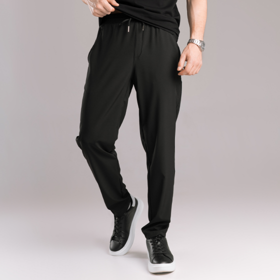 Чоловічі чорні штани весняні літні з софту легкі прямого крою Pobedov Aero Київ