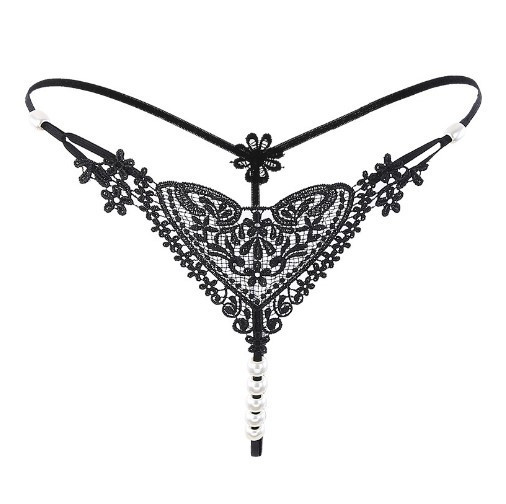 Еротичні труси чорні з перлами - розмір універсальний, (на резинці) Київ - фото 8