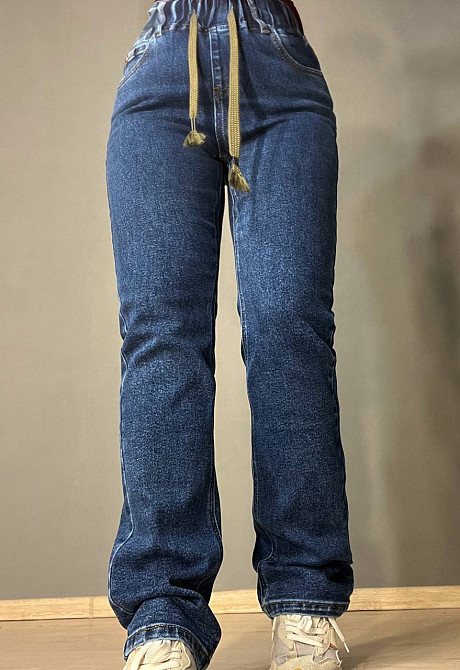 Джинси жіночі Vanver 8023 MOM STRAIGHT jeans comfort рівні стрейчеві талія на резинці шнурок сині, синій, З6, 36, 94 см, 116 см Київ - фото 20