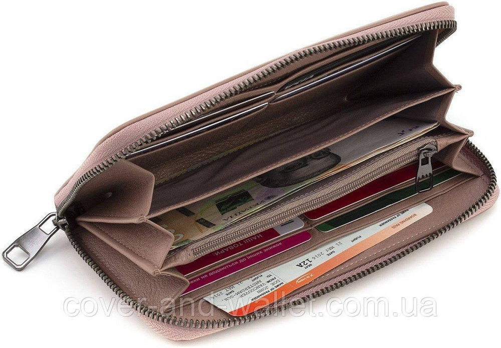 Светло-розовый женский кошелек на змейке с ремешком из натуральной кожи Marco Coverna W 004 Киев - изображение 5