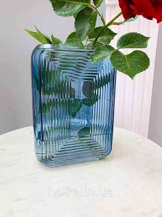 Ваза скляна 14*6,5*20 см "Марок" синє товсте скло Київ