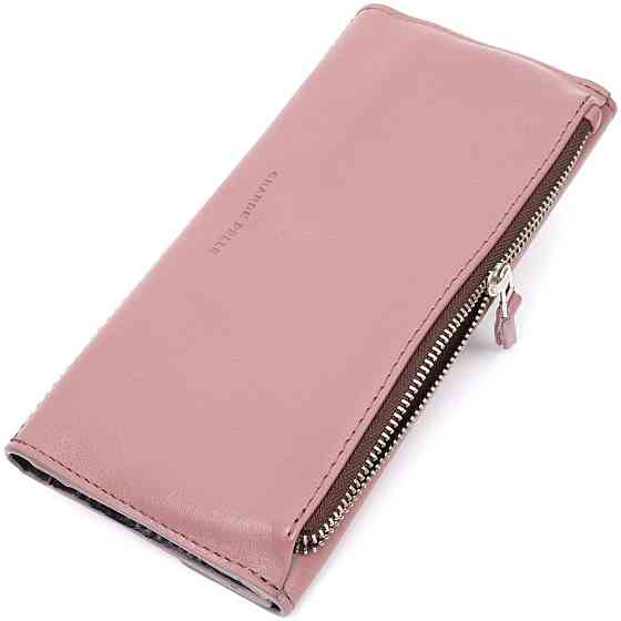 Якісний гаманець із монетницею зовні з натуральної шкіри GRANDE PELLE 11648 Пудровий Київ