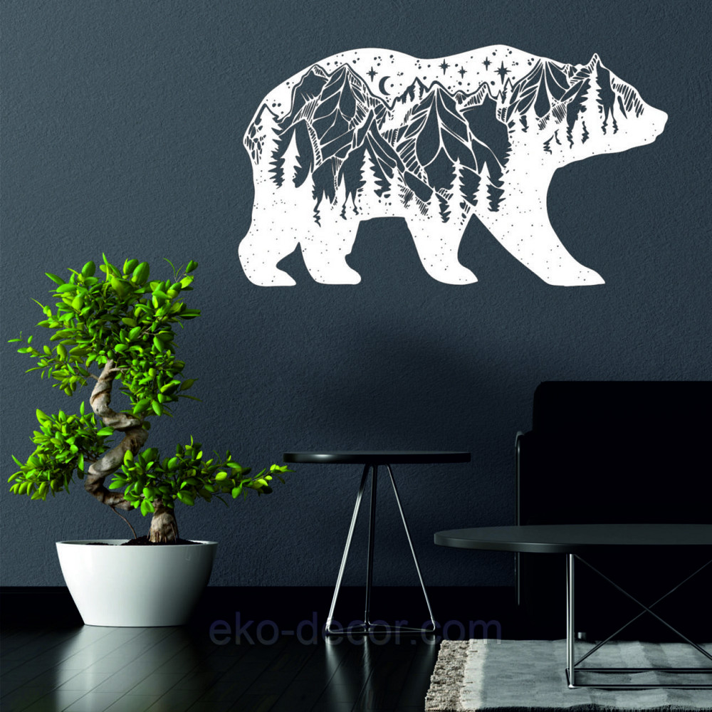 Декоративное настенное Панно «Медведь» Декор на стену 70*40 см, Белый Киев - изображение 1