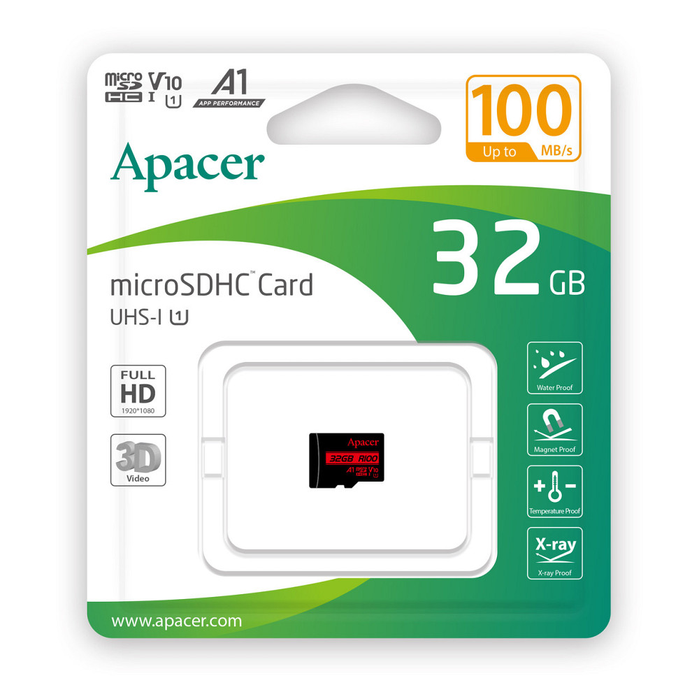 Карта пам'яті microSDHC (UHS-1) Apacer 32Gb class 10 V10 A1 R100MB/s Київ - фото 2