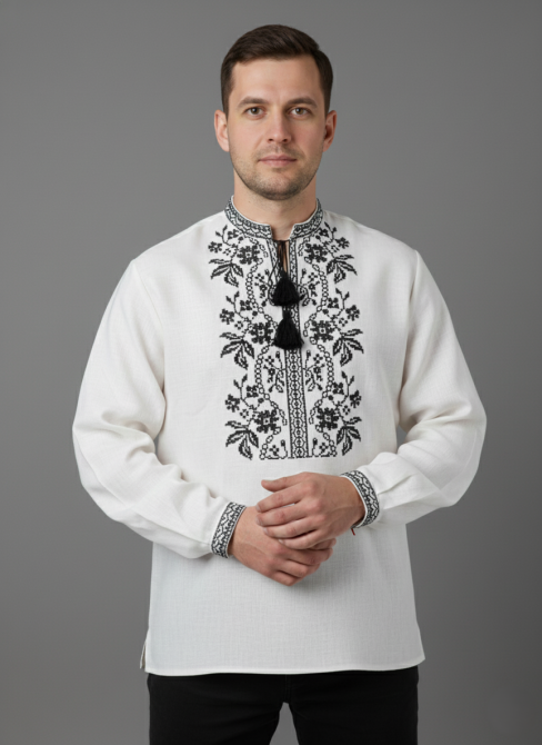 Лляна чоловіча вишиванка орнаментом Модерн Київ - фото 1