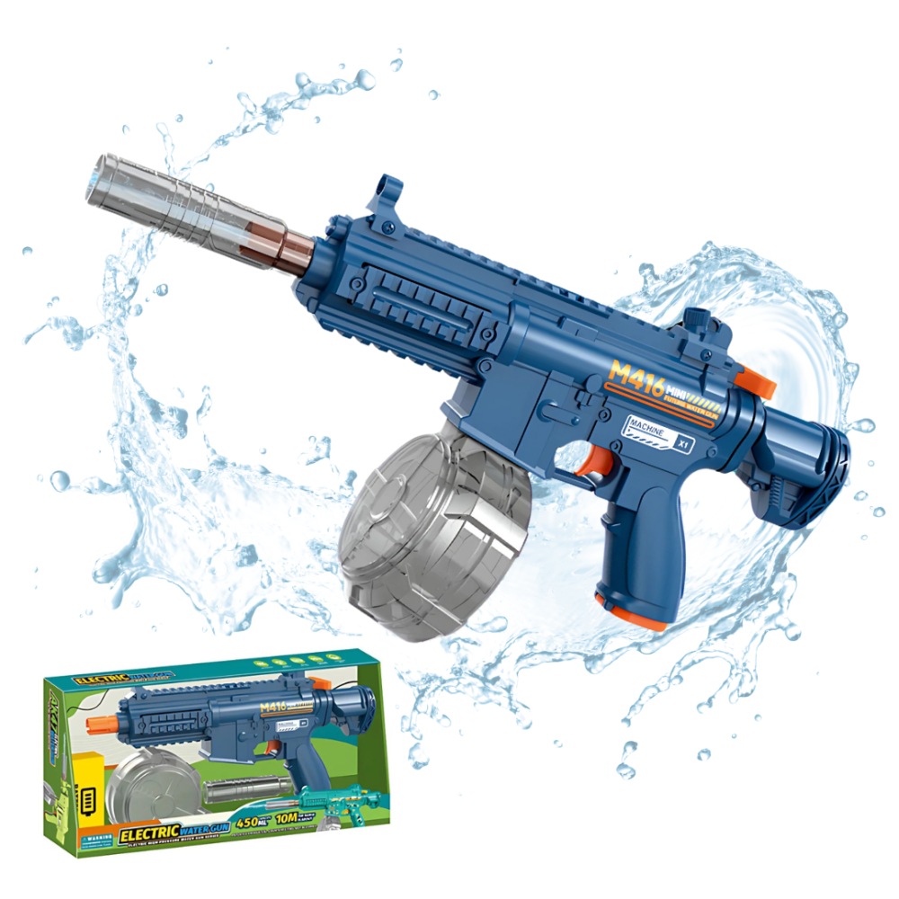 Водный пистолет для детей, игрушечный водный автомат M416 на аккумуляторе, электрический бластер, синий Каменец-Подольский - изображение 1