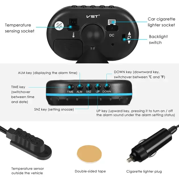 Автомобильные часы – термометр – вольтметр VST – 7009V Коломыя - изображение 4