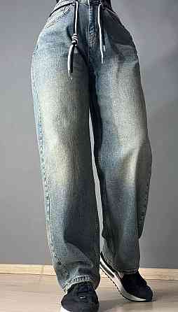 Джинсы женские Mikaletta 9521-1 SKATER оверсайз широкие с поясом винтажные синие, синий, 26, 26, 78 см, 105 см Киев