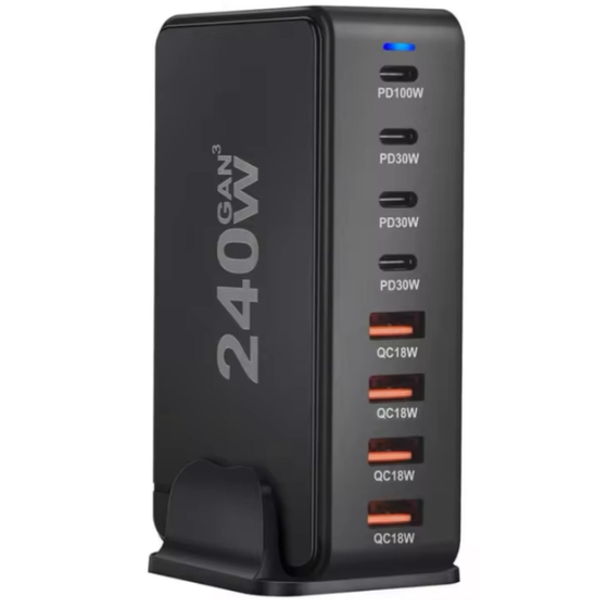 Зарядний пристрій YMS-858 240W для GAN3 (1Type-C100W+3Type-C30W/4USBQC3.018W) Чорний Вінниця