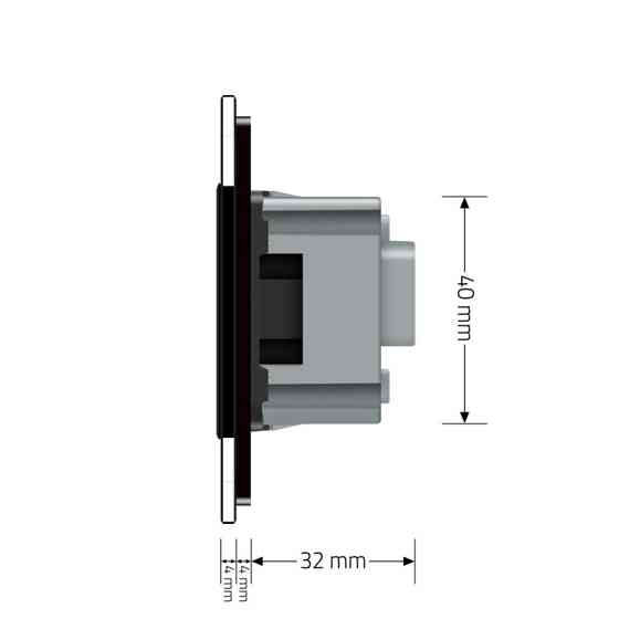 Розумний сенсорний EC вимикач 1 сенсор 1 розетка Livolo чорний скло (VL-M7FC1Z2/FCTC16A-2BP) Коломия