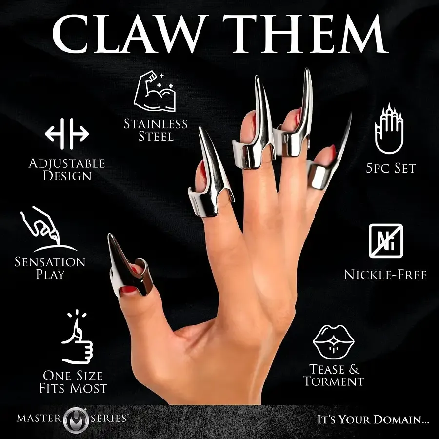 Набір кілець з кігтями Master Series Five-Piece Sensation Claw Rings - Silver Львов - изображение 8