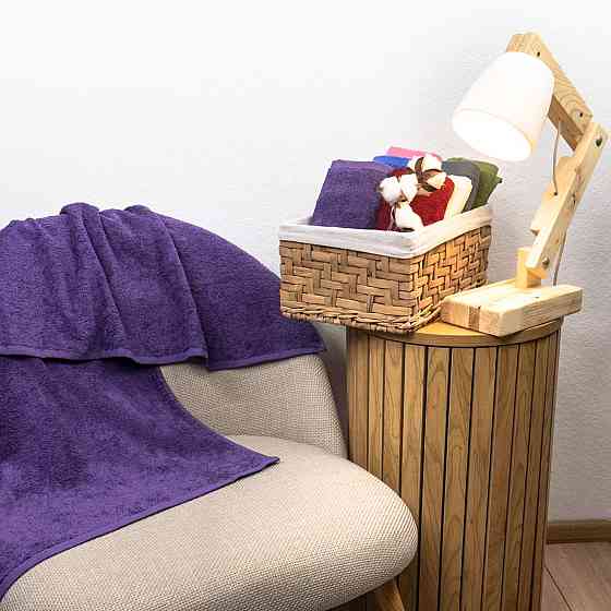 Набор махровых полотенец для ванной 3шт GM Textile 50х90см, 50х90см, 70х140см 400г/м2 (Фиолетовый) Сумы