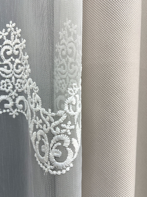 Комплект штор VR-Textil рогожка преміум TERRA LUXE 150х270 2шт і Тюль 500х270 1859ш-1706т Попелястий з молочним 71-186/4 Київ - фото 5