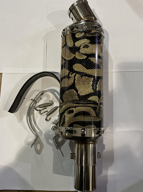 Глушитель (тюнинг) 235*88mm, креп. Ø48mm (нержавейка, овал, карбон серый, прямоток) Мукачево - изображение 1