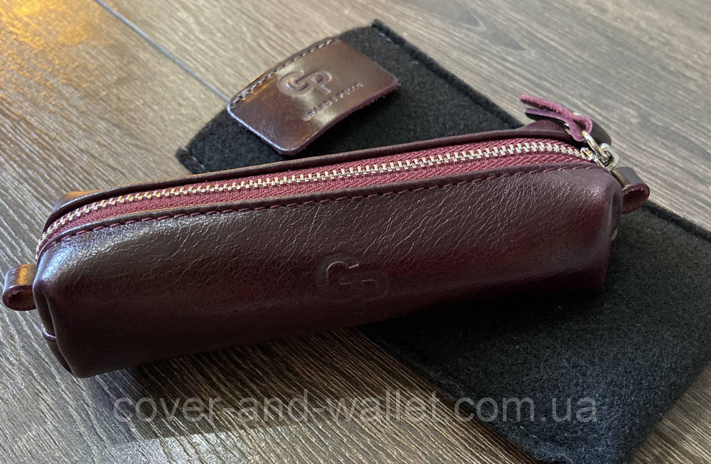 Женская ключница из гладкой кожи бордового цвета на молнии Grande Pelle Киев - изображение 2