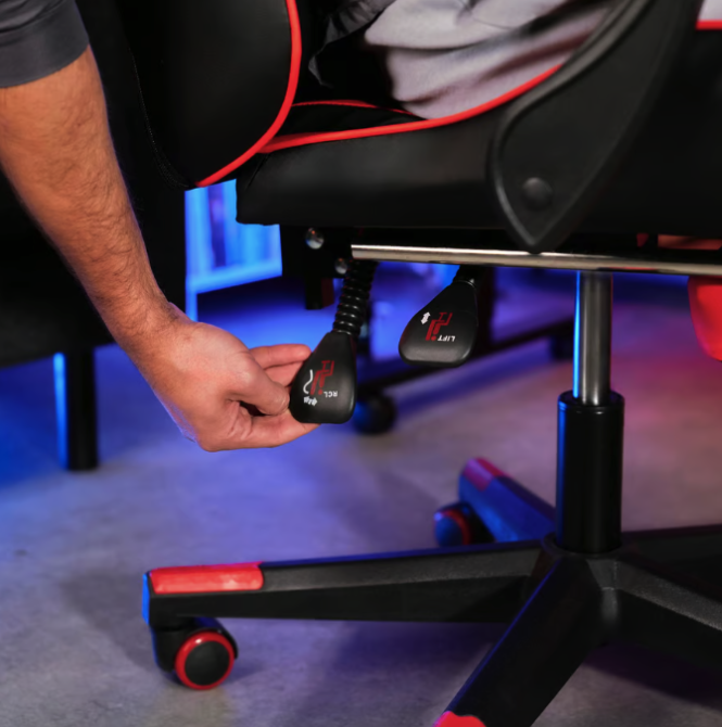 Кресло геймерское с подставкой для ног Ragazo усиленное до 150 кг черно-красное Компьютерное игровое кресло Киев - изображение 8