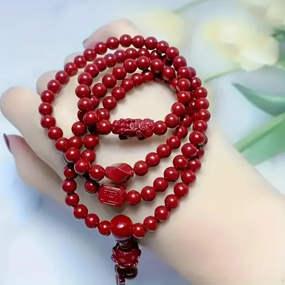 Киноварные четки 108 бусин — буддийский талисман гармонии и защиты Киев